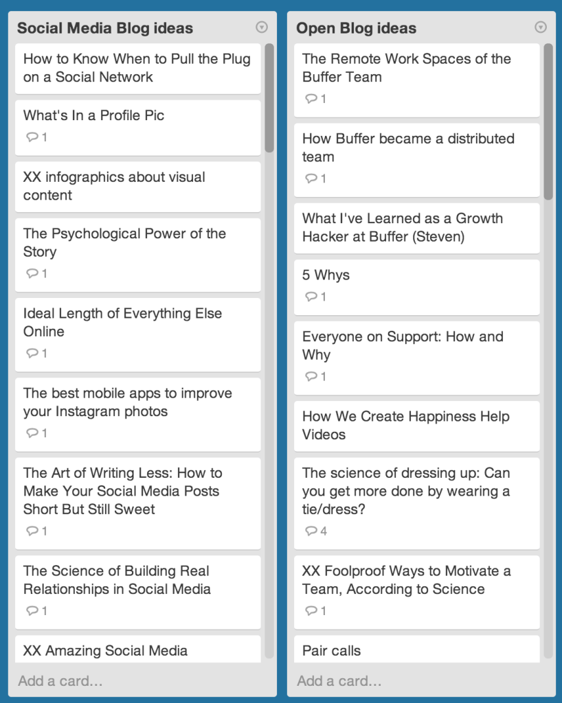 Trello board ideas